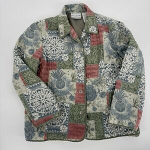 Alfred Dunner Silk Lightweight Quilted Jacket Multicolor Floral Women's 8 Petite